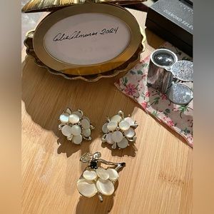 Vintage Boucher Ballerina Pin Brooch Pearl White and matching earrings